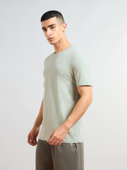 Men Solid Slim Fit Crew Neck T-shirt with COTFLEX