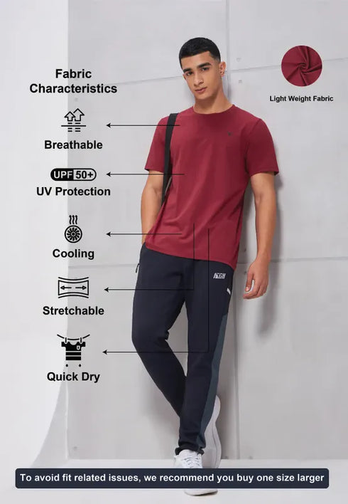 Men Solid Slim Fit Crew Neck T-shirt with COTFLEX