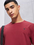 Men Solid Slim Fit Crew Neck T-shirt with COTFLEX