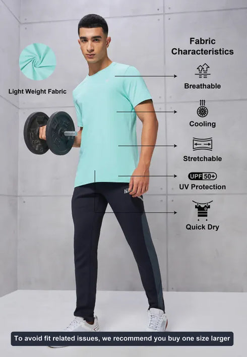 Men Solid Slim Fit Crew Neck T-shirt with COTFLEX