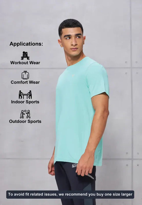 Men Solid Slim Fit Crew Neck T-shirt with COTFLEX