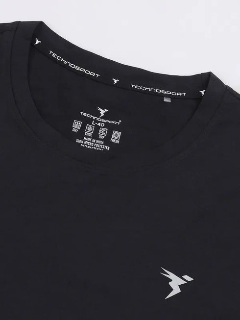 Men Solid Slim Fit Crew Neck T-shirt with COTFLEX