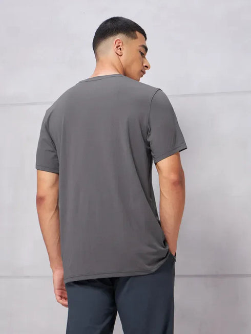Men Solid Slim Fit Crew Neck T-shirt with COTFLEX