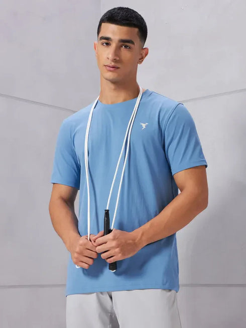 Men Solid Slim Fit Crew Neck T-shirt with COTFLEX