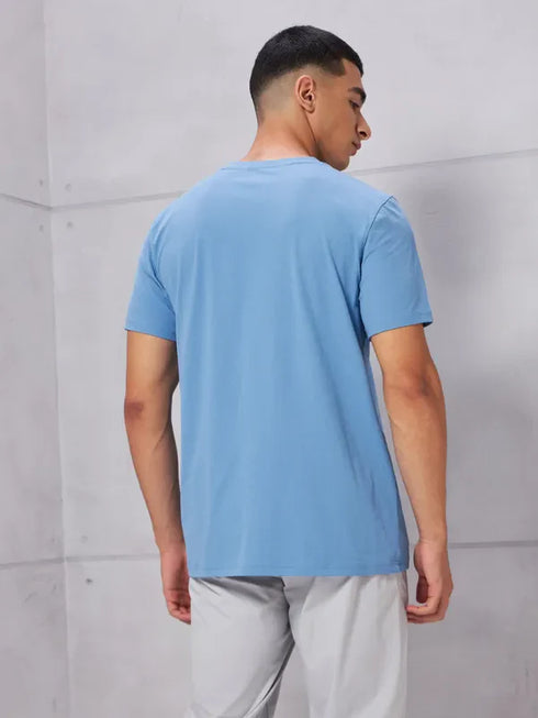 Men Solid Slim Fit Crew Neck T-shirt with COTFLEX