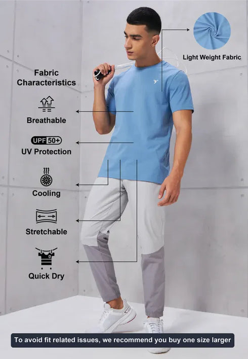 Men Solid Slim Fit Crew Neck T-shirt with COTFLEX