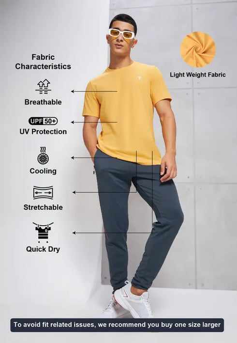 Men Solid Slim Fit Crew Neck T-shirt with COTFLEX