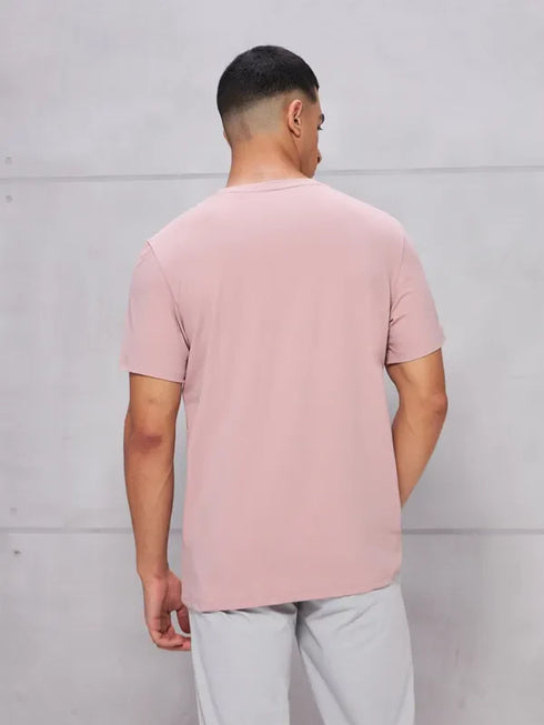 Men Solid Slim Fit Crew Neck T-shirt with COTFLEX