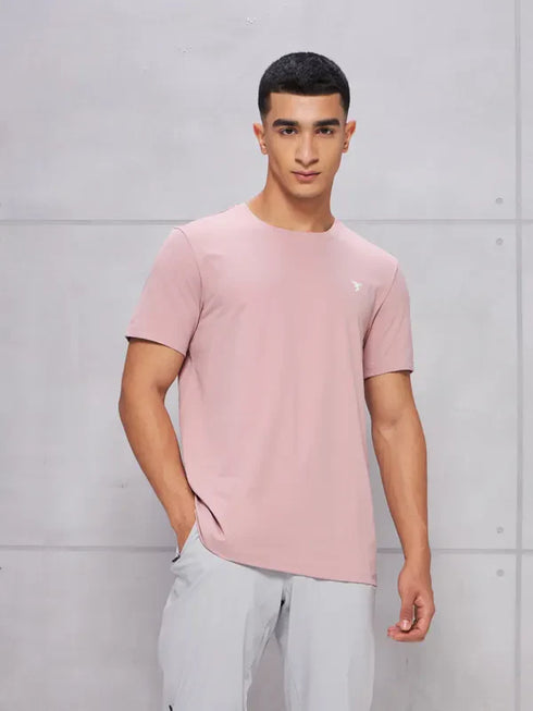 Men Solid Slim Fit Crew Neck T-shirt with COTFLEX