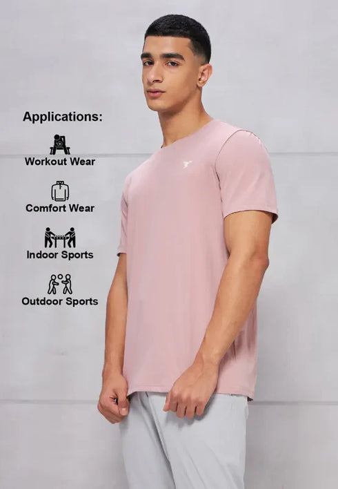 Men Solid Slim Fit Crew Neck T-shirt with COTFLEX