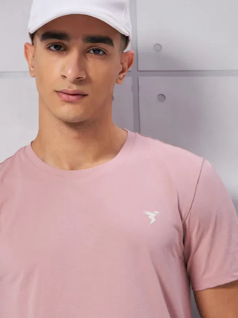 Men Solid Slim Fit Crew Neck T-shirt with COTFLEX