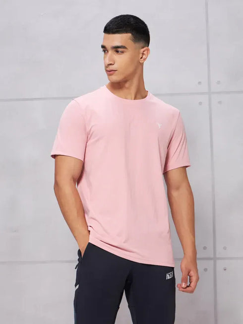 Men Solid Slim Fit Crew Neck T-shirt with COTFLEX