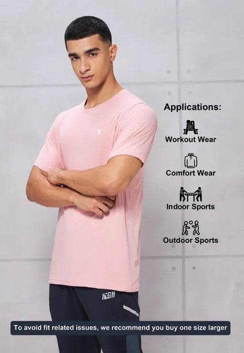 Men Solid Slim Fit Crew Neck T-shirt with COTFLEX
