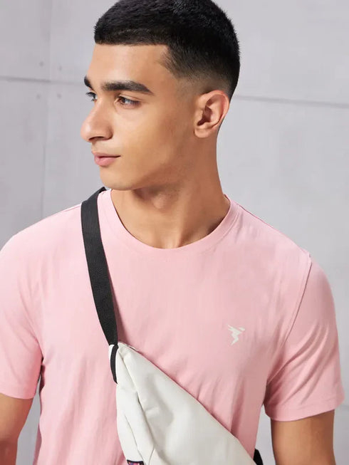 Men Solid Slim Fit Crew Neck T-shirt with COTFLEX