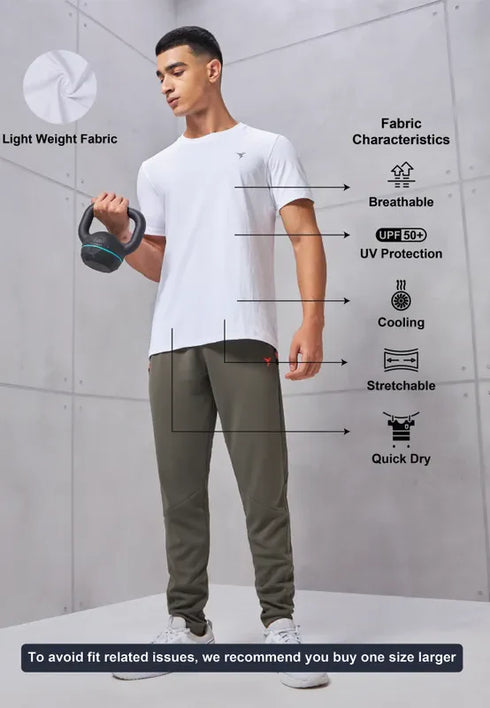 Men Solid Slim Fit Crew Neck T-shirt with COTFLEX