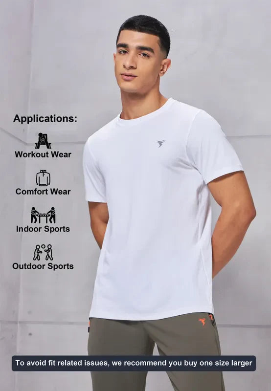 Men Solid Slim Fit Crew Neck T-shirt with COTFLEX