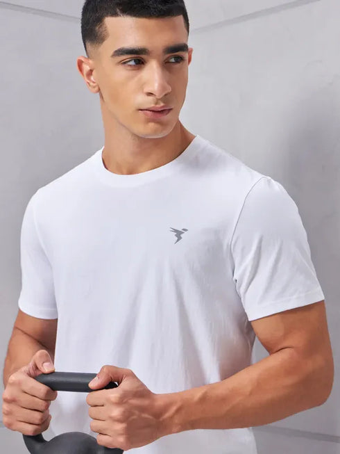 Men Solid Slim Fit Crew Neck T-shirt with COTFLEX
