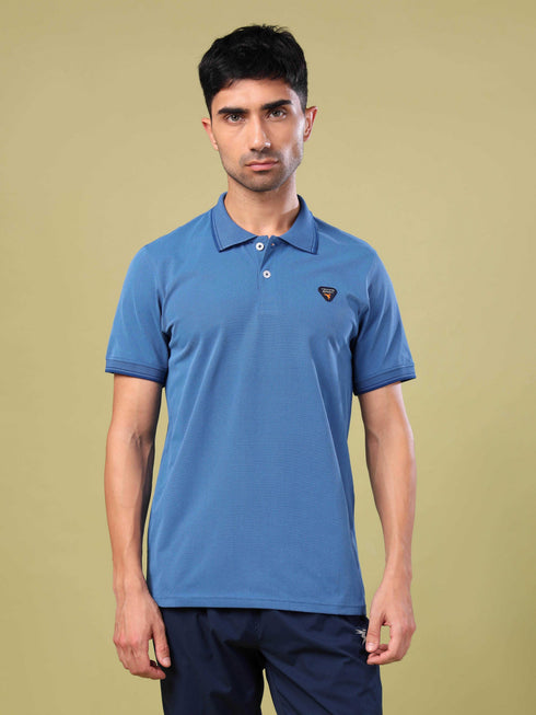 Men Solid Slim Fit Polo T-shirt with ELASTO PLUS
