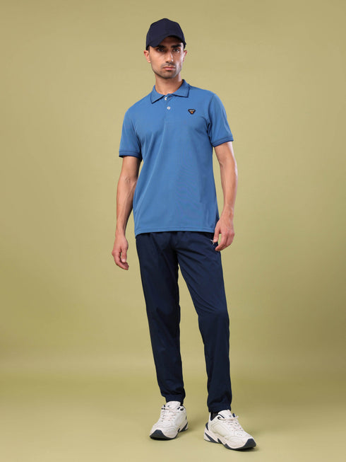 Men Solid Slim Fit Polo T-shirt with ELASTO PLUS