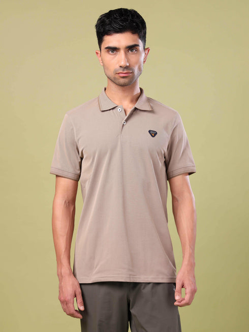 Men Solid Slim Fit Polo T-shirt with ELASTO PLUS