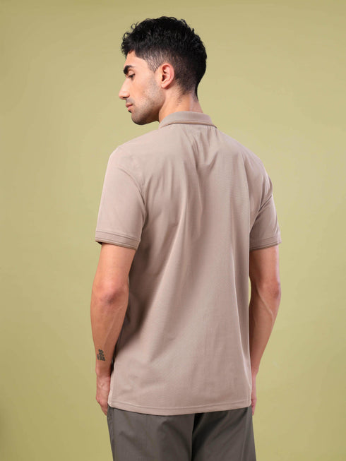 Men Solid Slim Fit Polo T-shirt with ELASTO PLUS