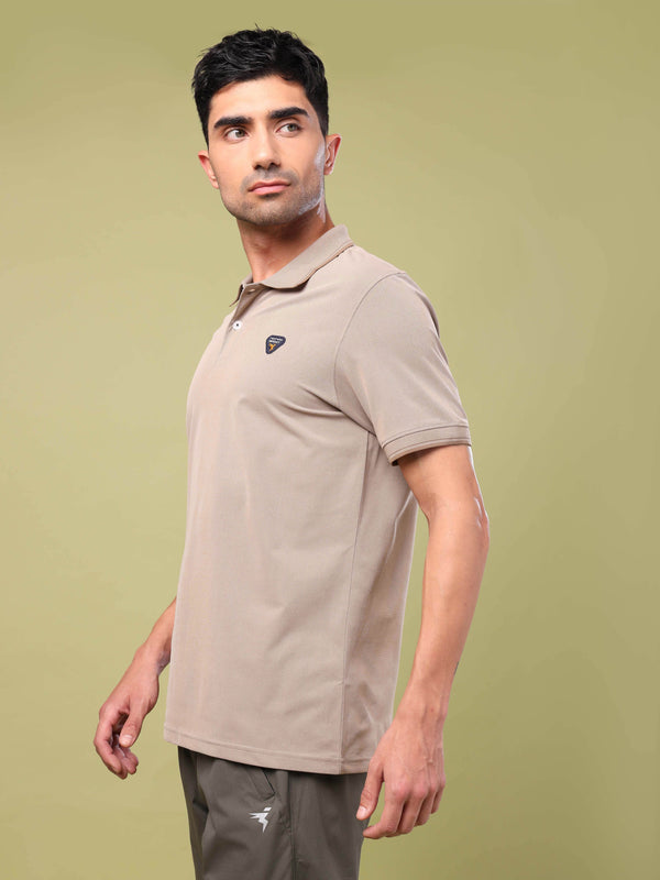 Men Solid Slim Fit Polo T-shirt with ELASTO PLUS