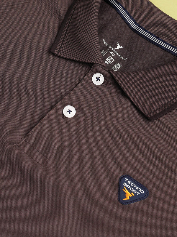 Men Solid Slim Fit Polo T-shirt with ELASTO PLUS