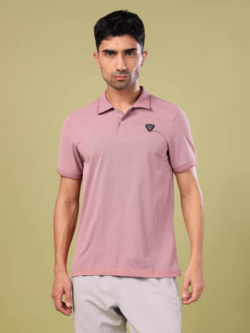 Men Solid Slim Fit Polo T-shirt with ELASTO PLUS