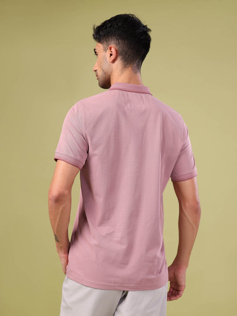 Men Solid Slim Fit Polo T-shirt with ELASTO PLUS
