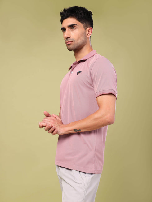 Men Solid Slim Fit Polo T-shirt with ELASTO PLUS