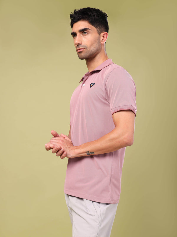 Men Solid Slim Fit Polo T-shirt with ELASTO PLUS