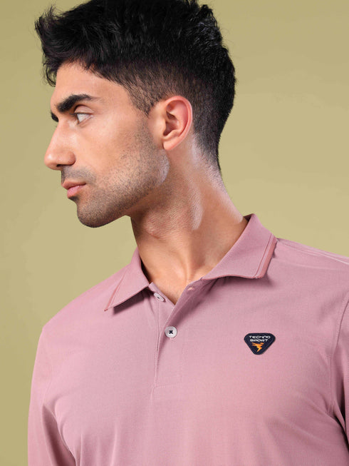 Men Solid Slim Fit Polo T-shirt with ELASTO PLUS