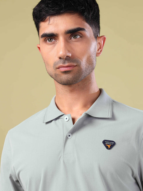Men Solid Slim Fit Polo T-shirt with ELASTO PLUS