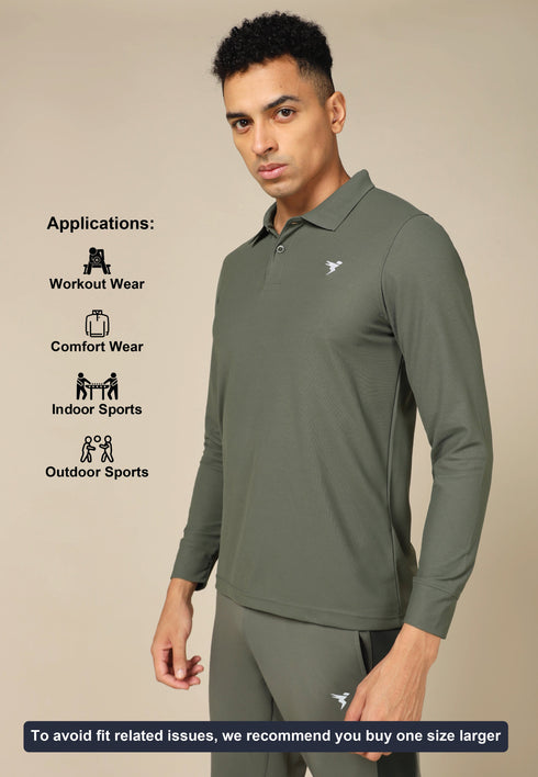 Men Solid Slim Fit Polo T-shirt with MATPIQ