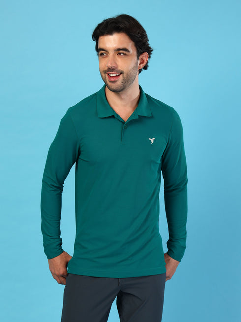 Men Solid Slim Fit Polo T-shirt with MATPIQ