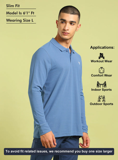 Men Solid Slim Fit Polo T-shirt with MATPIQ