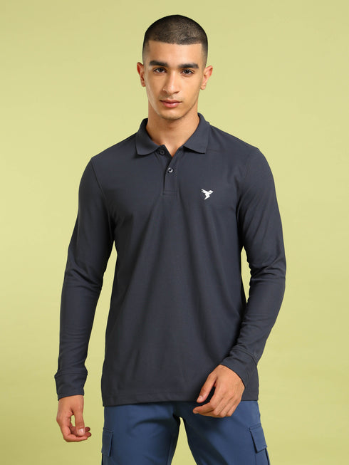 Men Solid Slim Fit Polo T-shirt with MATPIQ