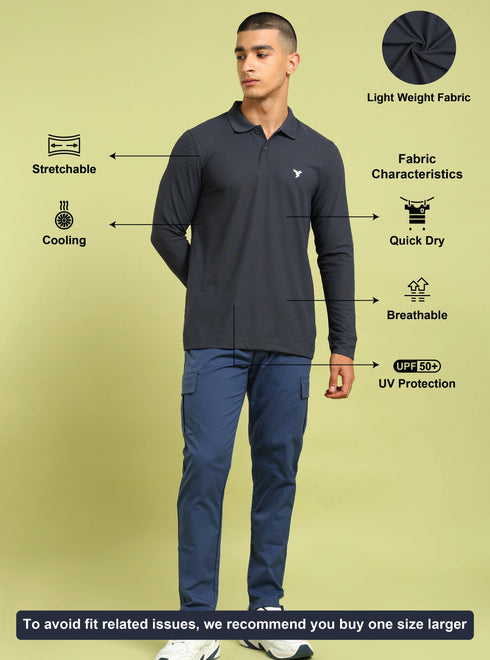 Men Solid Slim Fit Polo T-shirt with MATPIQ