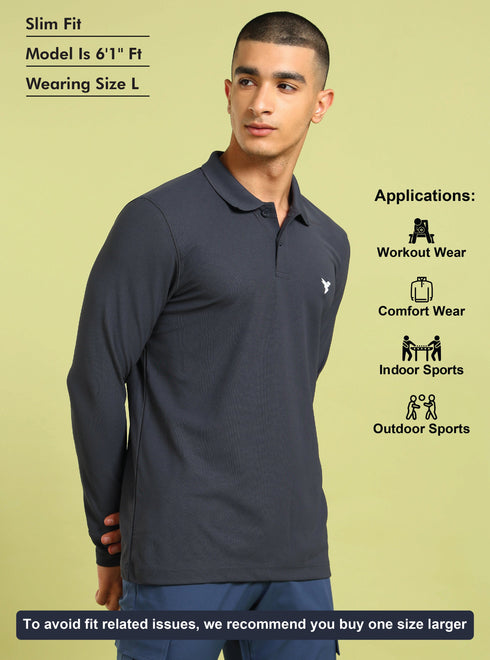 Men Solid Slim Fit Polo T-shirt with MATPIQ