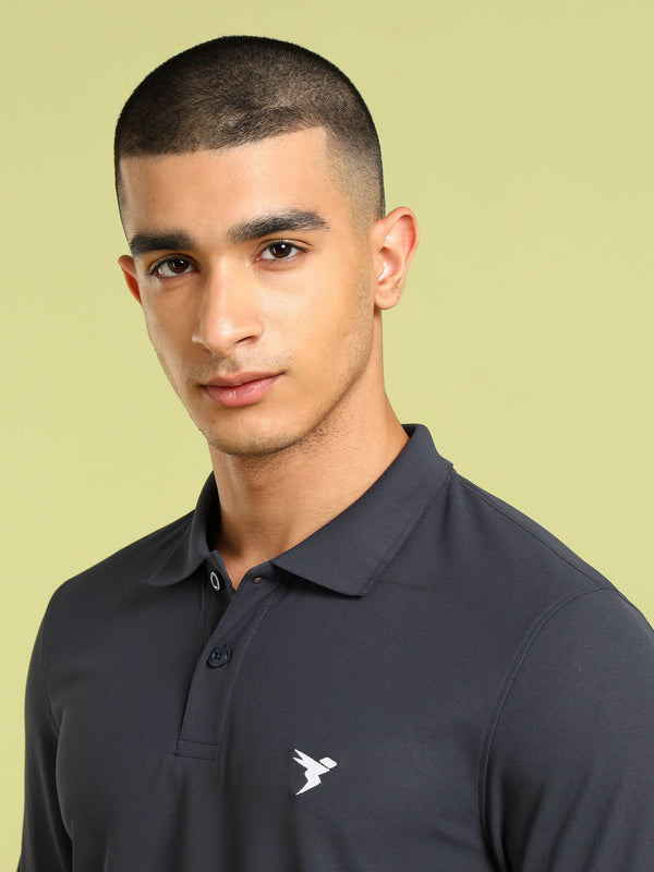 Men Solid Slim Fit Polo T-shirt with MATPIQ