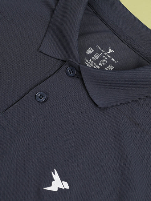 Men Solid Slim Fit Polo T-shirt with MATPIQ