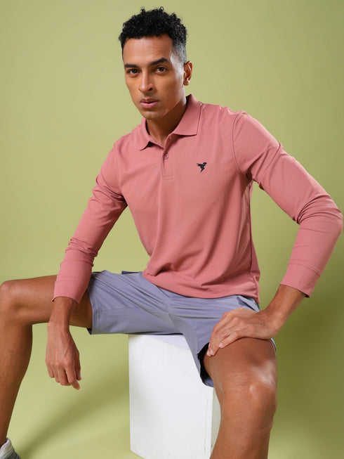 Men Solid Slim Fit Polo T-shirt with MATPIQ
