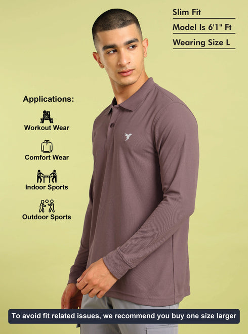 Men Solid Slim Fit Polo T-shirt with MATPIQ