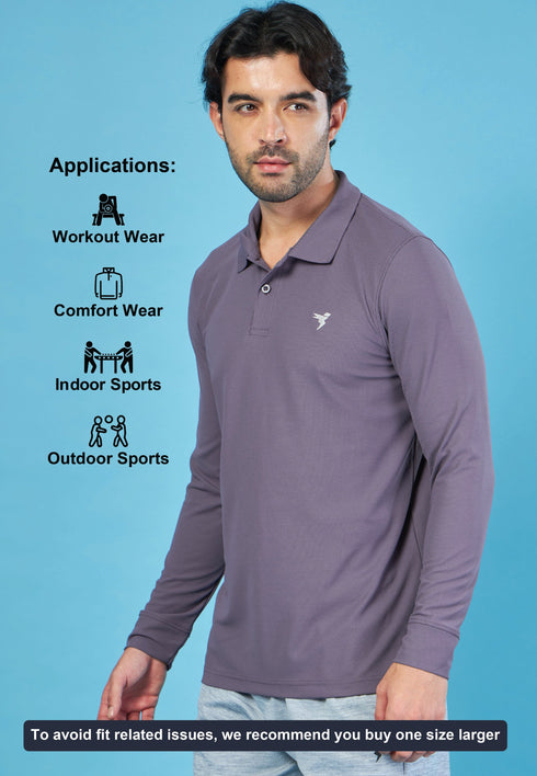 Men Solid Slim Fit Polo T-shirt with MATPIQ