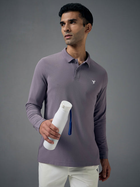 Men Solid Slim Fit Polo T-shirt with MATPIQ