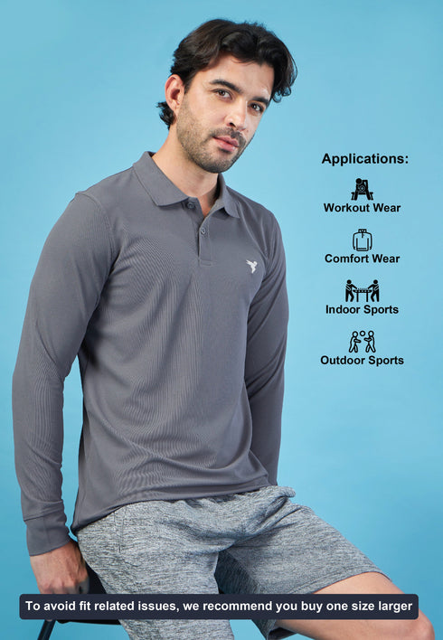Men Solid Slim Fit Polo T-shirt with MATPIQ