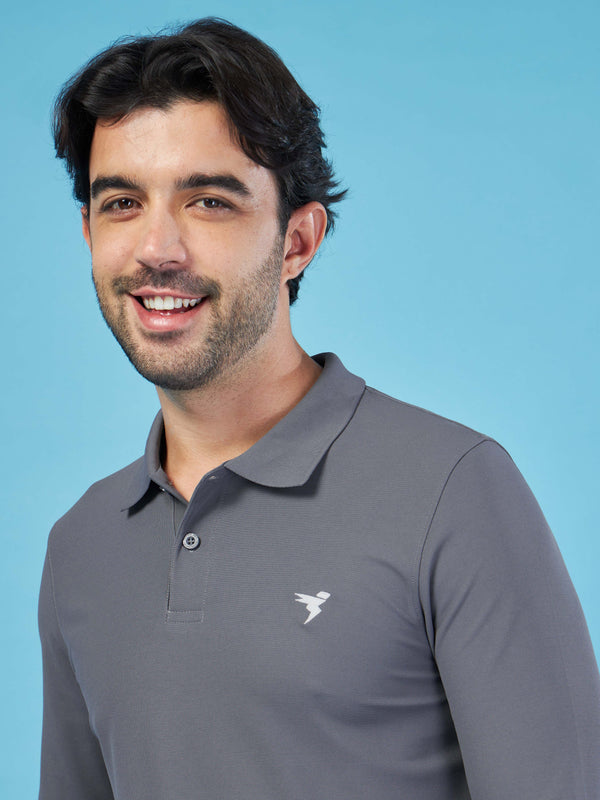 Men Solid Slim Fit Polo T-shirt with MATPIQ