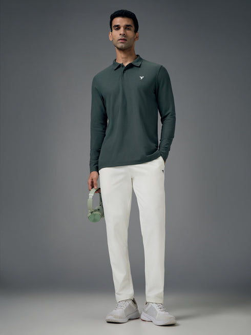 Men Solid Slim Fit Polo T-shirt with MATPIQ