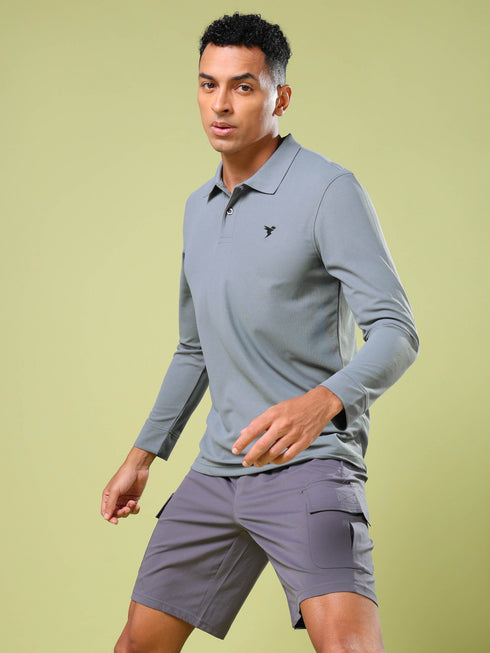 Men Solid Slim Fit Polo T-shirt with MATPIQ