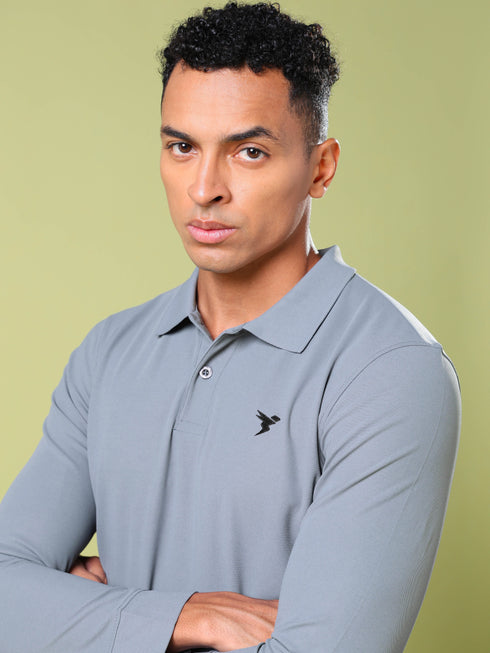 Men Solid Slim Fit Polo T-shirt with MATPIQ